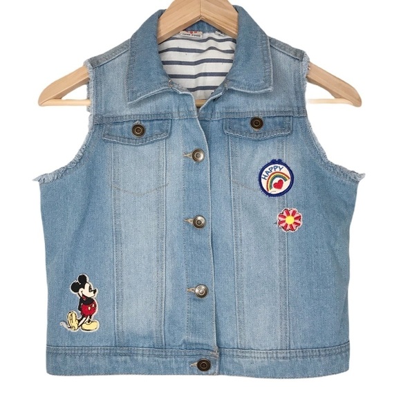 Junk Food Disney kid’s patch denim vest sz XL - Picture 1 of 7